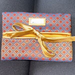 Jim Thompson Silk Tissue Holder  with Gold Ribbon tie